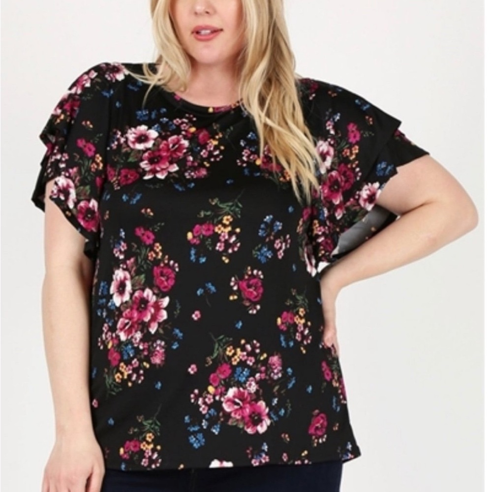 Floral Black Top for Women